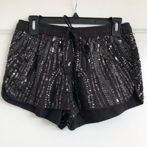 Black sequin shorts